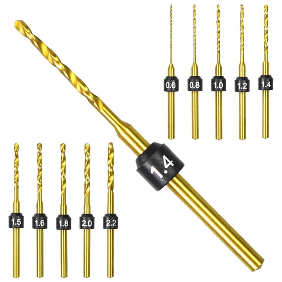 Twist Mini Micro Drill Bits Set, 0.6mm-2.2mm, Size Marked,Titanium Coated M35 High Speed Steel Jewelry Drill Bits, 3/32-Inch Shank, Hole Drilling Tool for DIY, Wood, Plastic (HSS Set A)
