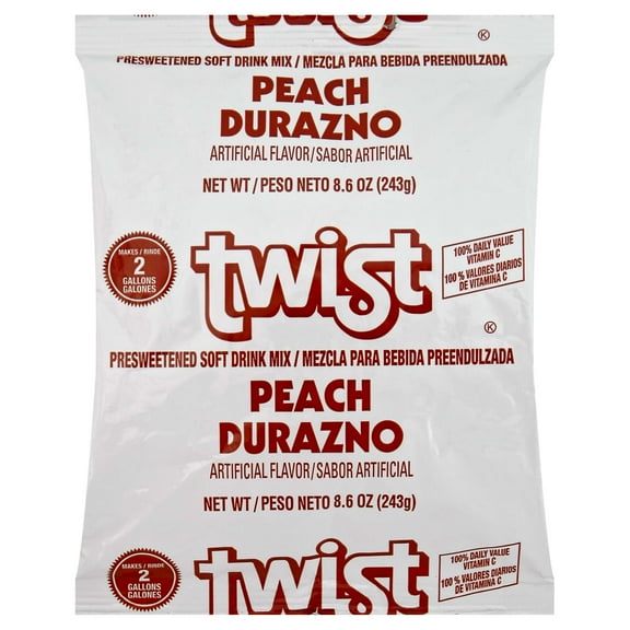 Twist Peach Powered Beverage Mix Pouch, 8.6 ounce -- 12 per case