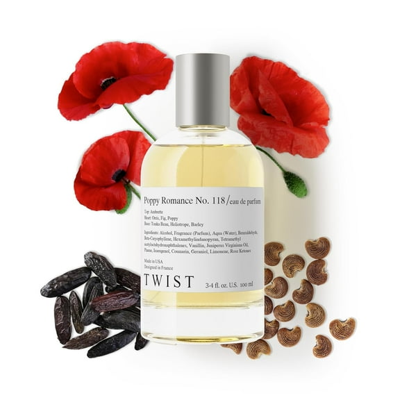 Twist Poppy Romance No. 118 - Inspired by J. M. Scarlet Poppy Intense, Long-Lasting Perfume for Women and Men, Paraben-Free, Vegan, Clean Ingredients, Unisex Fragrance  100 ml | 3.4 fl. oz.
