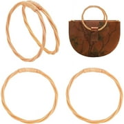 Twist Purse Handle 4pcs Round Wood Bags Handle Rottan Handles Replacement Decorative Handbag Handle for Handmade Beach Bag Handbags Purse Handles Macrame Market Bags
