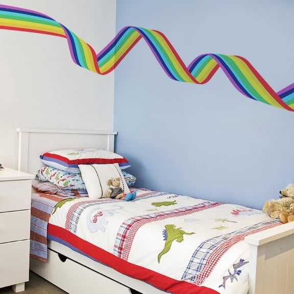Twist The Rainbow Wall Stickers Rainbow Self Adhesive Wall Decals Patchwork Waterproof Peel and Stick for Home Children Room Living Room Bedroom Nursery Decoration 96x60CM