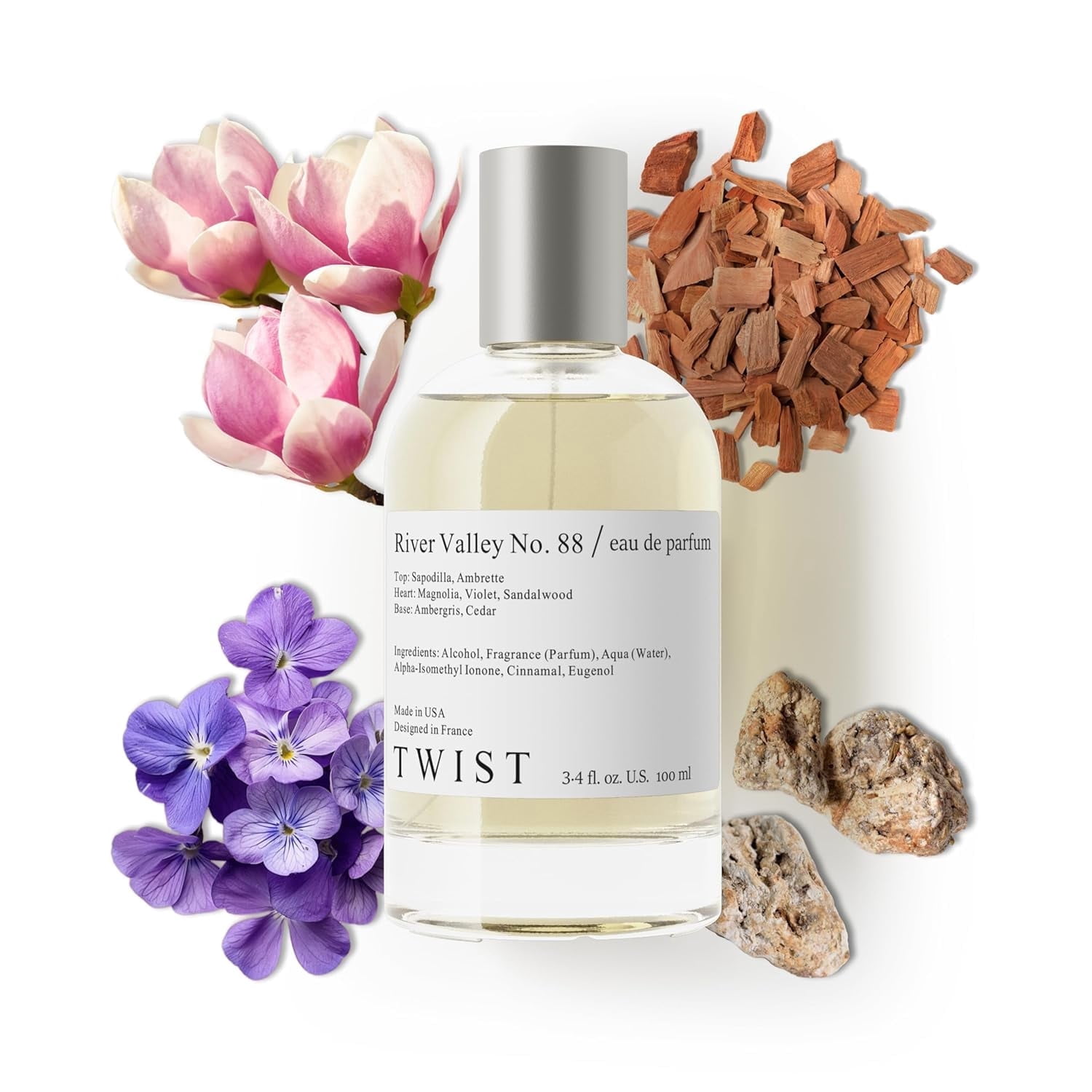 Twist River Valley No. 88 - Eau De Parfum Inspired by B. Mojave Ghost, Long-Lasting Perfume For Women & Men, Paraben Free, Vegan, Clean Ingredients, Unisex, Fragrance - 100 ml | 3.4 fl. oz.