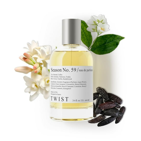 Twist Season No. 59 - Eau De Parfum Inspired by C. H. Good Girl, Long Lasting Perfume For Women, Jasmine, Almond & Vanilla, Vegan Fragrance, Clean Ingredients - Spray 100 ml | 3.4 fl. oz.