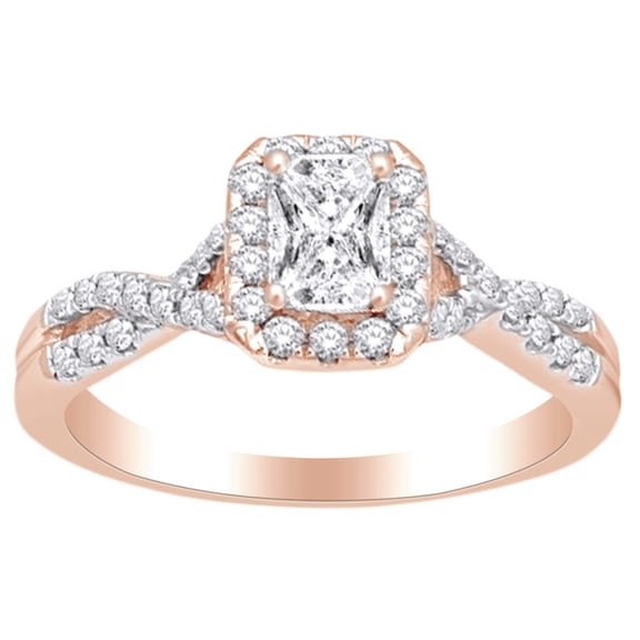 AFFY Twist Shank Womens Engagement Ring In 14k Rose Gold With (0.75 cttw) White Natural Diamond With RING Size-14