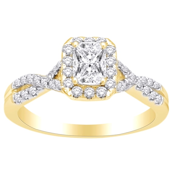 AFFY Twist Shank Womens Engagement Ring In 14k Yellow Gold With 0.9 CT White Natural Diamond With RING Size-11.5