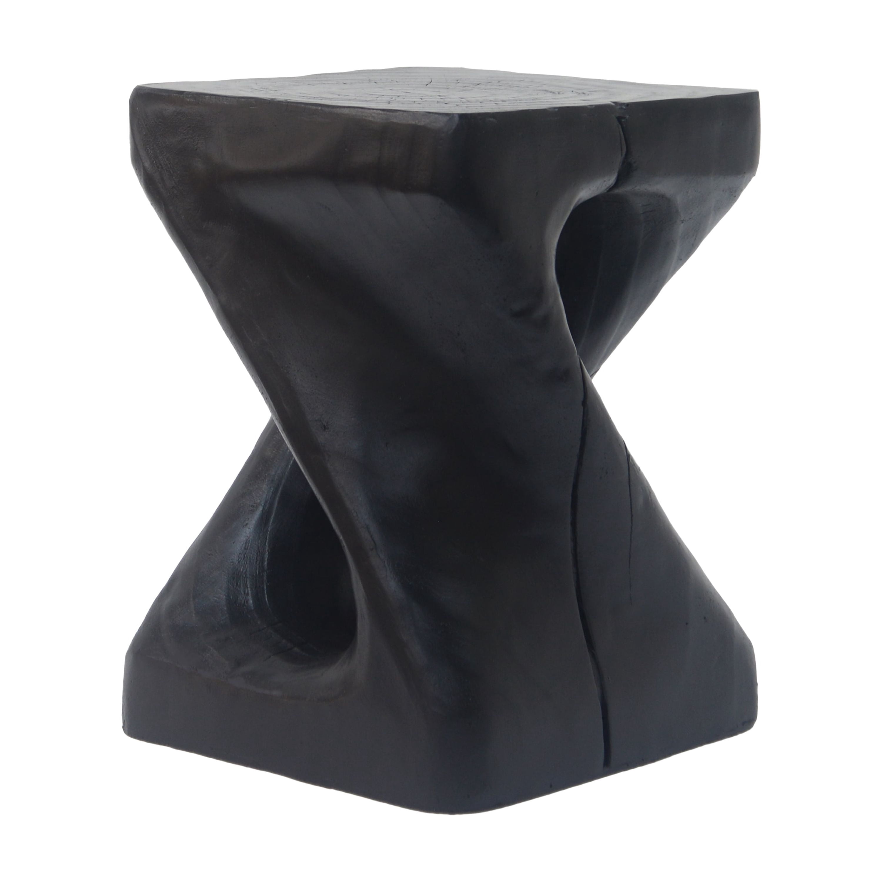 Twist Shape Side Table, Wood-like texture, Black Color