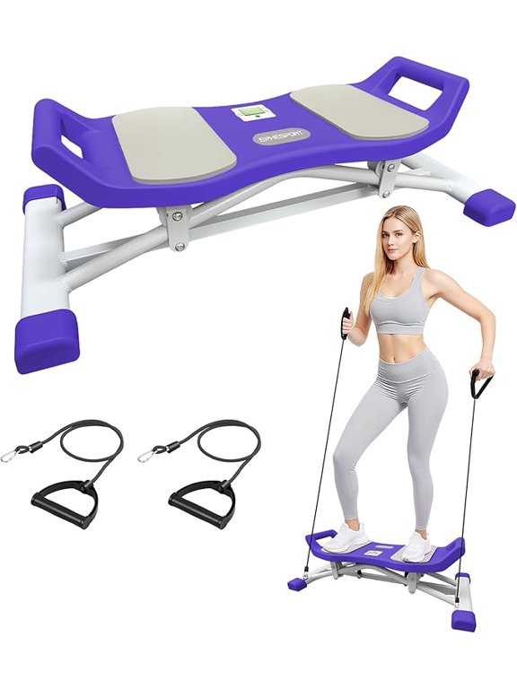 Twist Slide Stepper Machine with Resistance Bands & LCD Monitor, Low Impact Full Body Workout, Purple