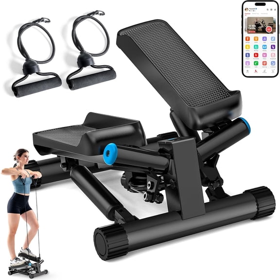 Twist Stepper Machine with Resistance Bands, Space-Saving Portable Mini Stair Stepper for , Full , Golden Exercise Angle, Dual Hydraulic Quiet Resistance, Adjustable Height,