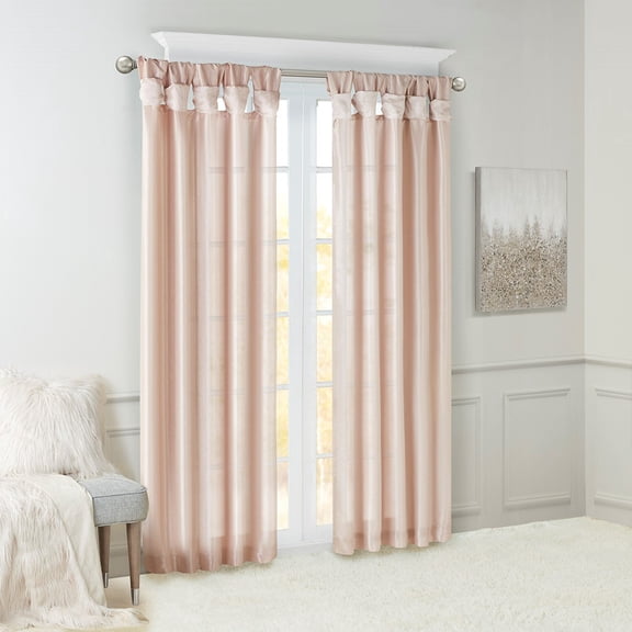 Twist Tab Lined Window Curtain Panel Blush 50"x108"