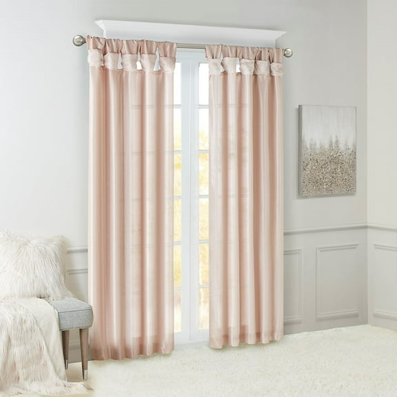 Twist Tab Lined Window Curtain Panel Blush 50x108"