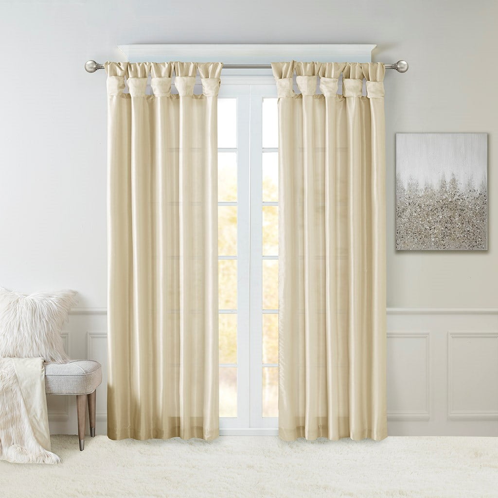 Twist Tab Lined Window Curtain Panel Champagne 50"x84"