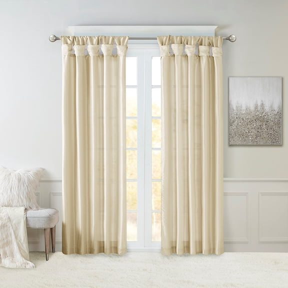 Twist Tab Lined Window Curtain Panel Champagne 50x84"
