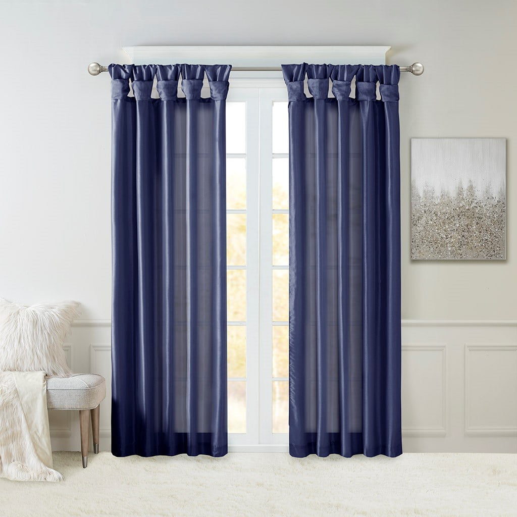 Twist Tab Lined Window Curtain Panel Navy 50"x108"