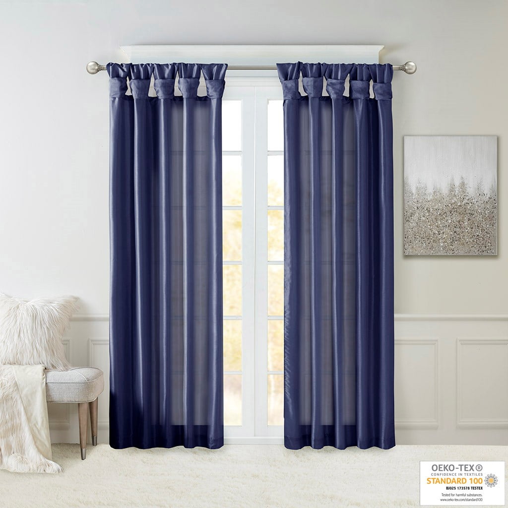 Twist Tab Lined Window Curtain Panel Navy 50"x84"