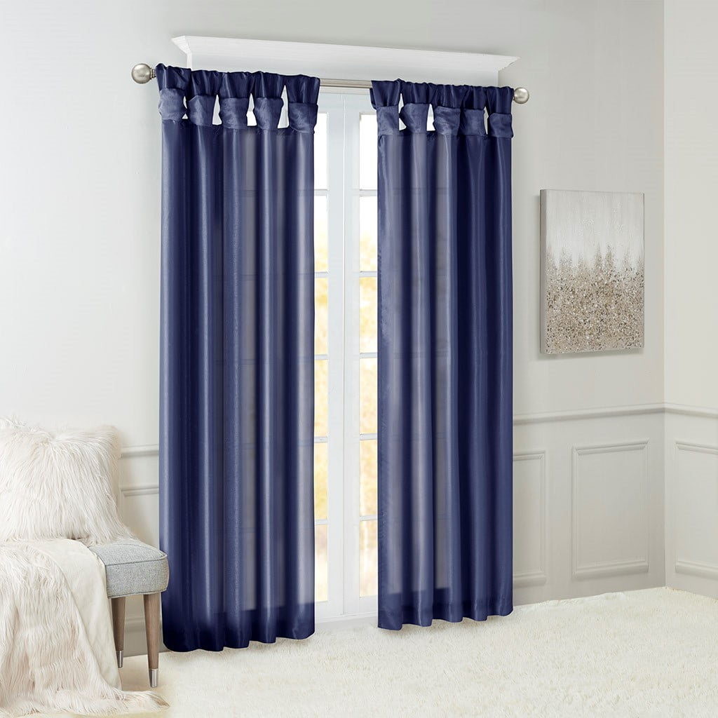 Twist Tab Lined Window Curtain Panel Navy 50"x95"