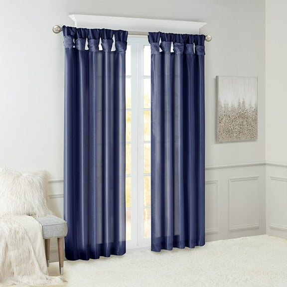 Twist Tab Lined Window Curtain Panel Navy 50x95"