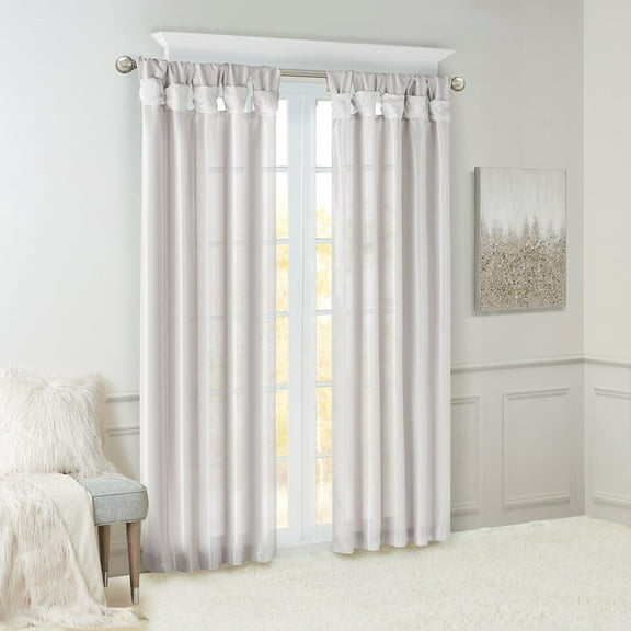 Twist Tab Lined Window Curtain Panel Silver 50x108"
