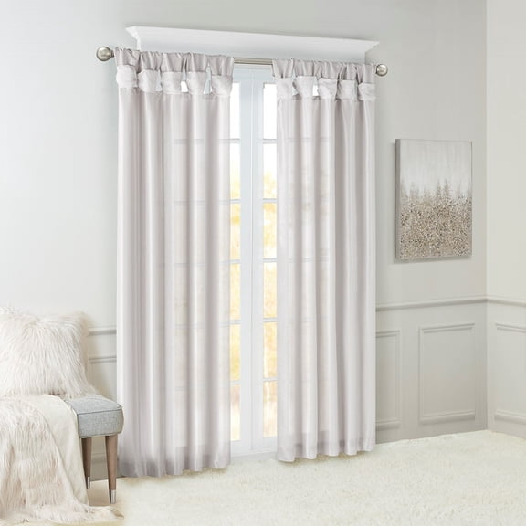 Twist Tab Lined Window Curtain Panel Silver 50x120"
