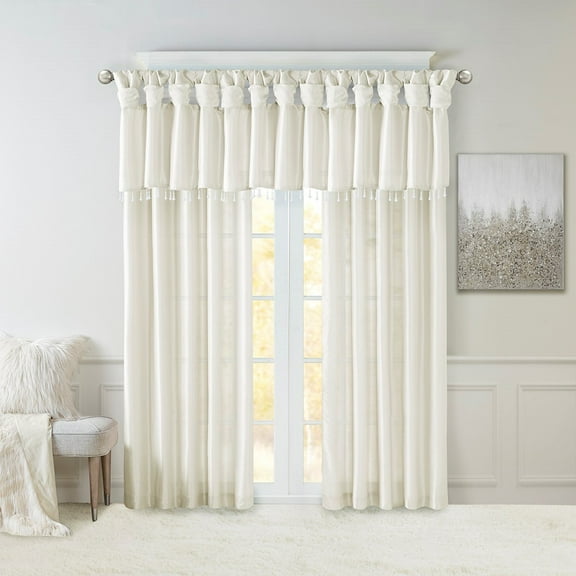 Twist Tab Lined Window Curtain Panel White 50x95"