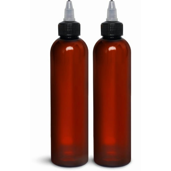 Twist Top Applicator Bottles, 8 OZ, Squeeze Empty Plastic Bottles, Black Nozzle,