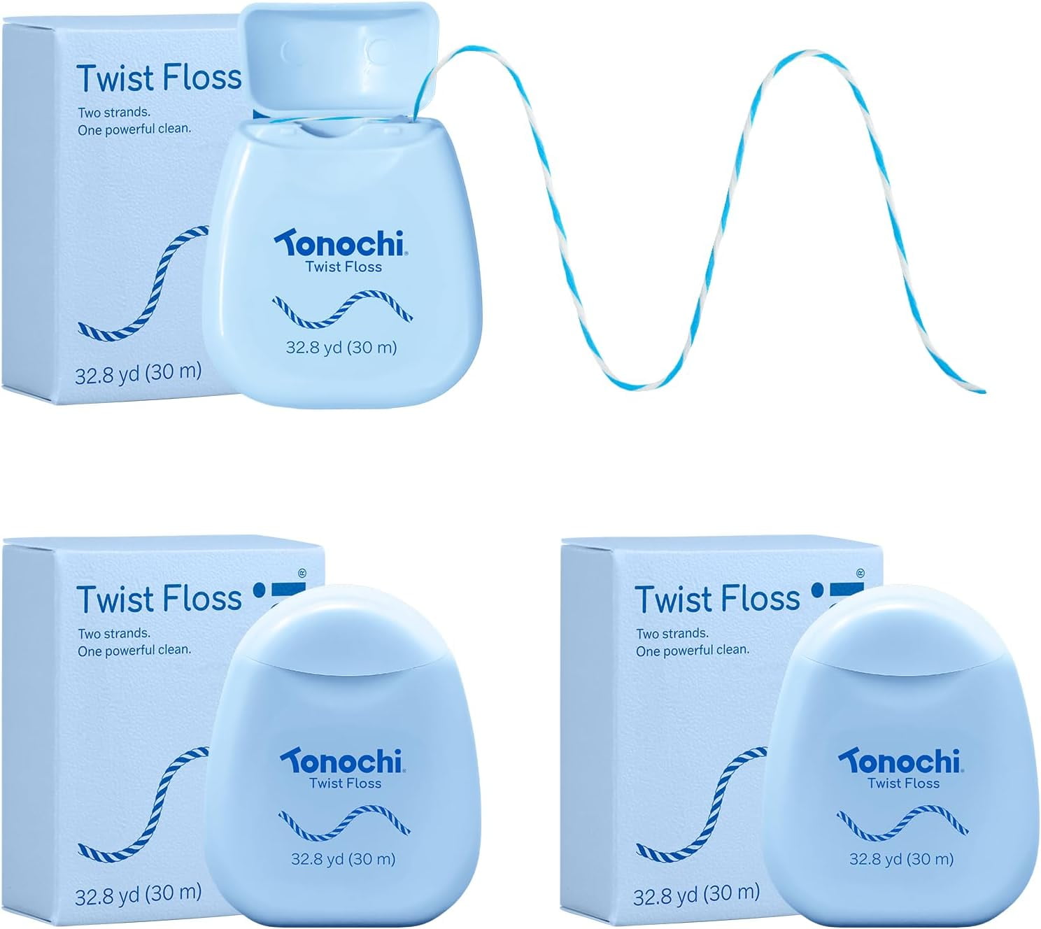Twist Woven Dental , Two-Tone Color Fibers for Visible Plaque Tracking, Shred-Resistant Bred Texture, Smooth Ribbon-Like , Gentle on s, Mint + Xylitol, 3-Pack (33 yd Each)