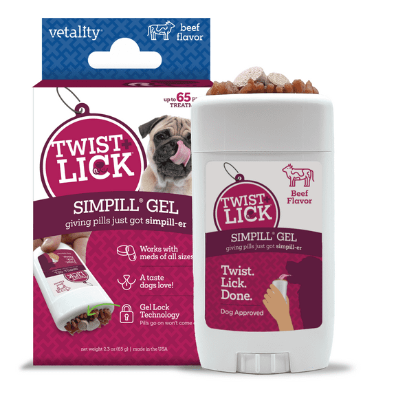 Twist and Lick SimPill Pill Hider Treat for Dogs, Beef Flavor, 65g