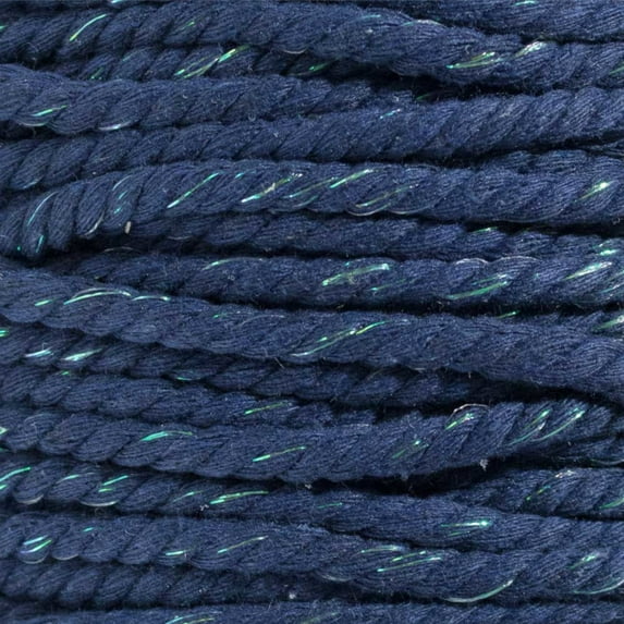 Twisted 3 Strand Glitter Natural Cotton Rope - 1/4In & 1/2In Diameters - Super Soft Assorted Glitter Colors in 10ft, 25ft, 50ft, 100ft