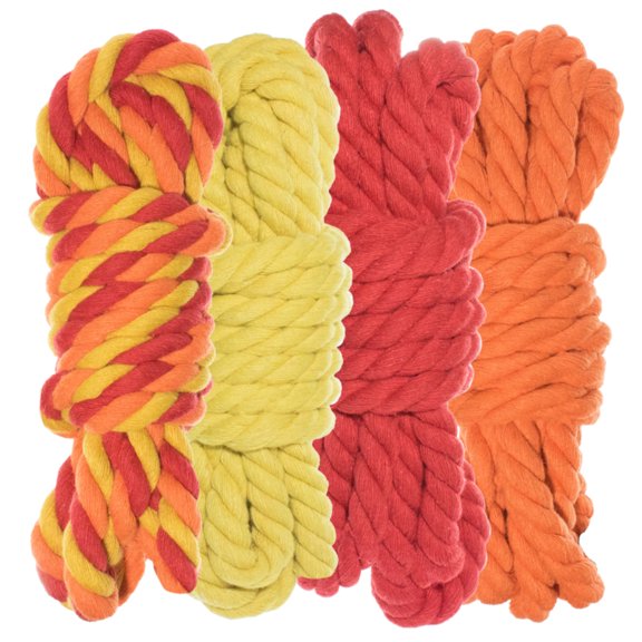Twisted 3 Strand Natural Cotton Rope 40 and 100 Foot Kits in 1/4 Inch and 1/2 Inch - Soft Knot Tying Artisan Cord Decorative Crafting - Assorted Colors