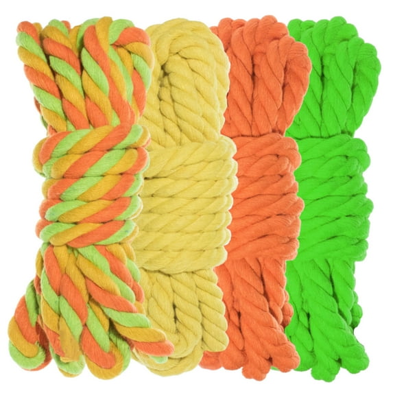 Twisted 3 Strand Natural Cotton Rope 40 and 100 Foot Kits in 1/4 Inch and 1/2 Inch - Soft Knot Tying Artisan Cord Decorative Crafting - Assorted Colors