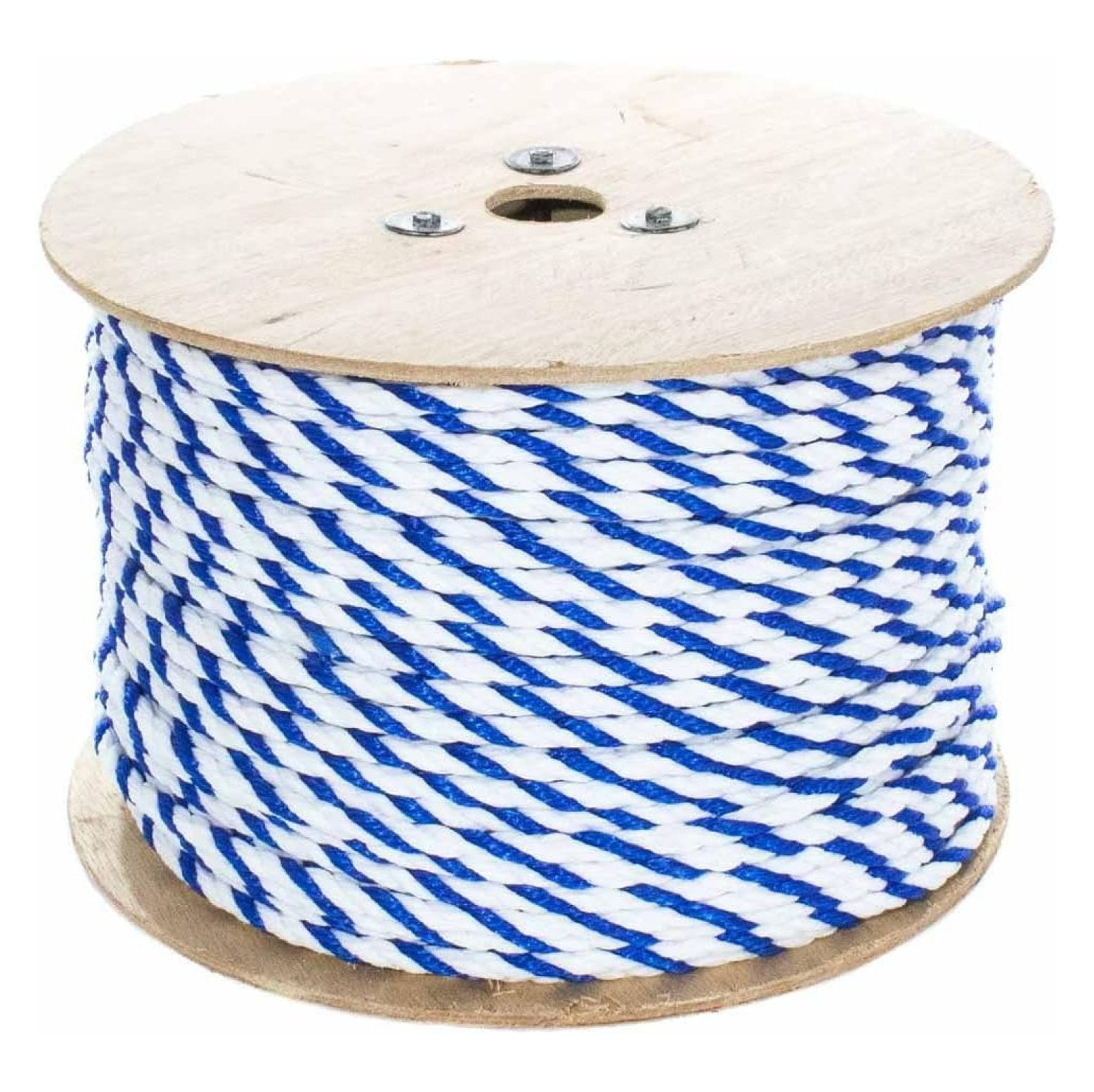 Twisted 3 Strand Polypropylene Rope (White and Blue, 3/8 Inch, 300 Feet ...