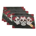 thumbnail image 1 of Twisted Anchor Trading Co Twisted Anchor Trading Co Skull Placemats - Set of 4 Halloween Placemats, Day of The Dead Placemats Set - Comes in an Organza Bag so You can give it as a Fun Gift!, 1 of 3