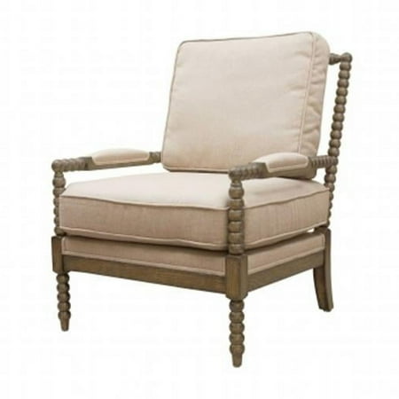 Twisted Arm Ivory Linen Occasional Chair, 38 x 29 x 33 in.
