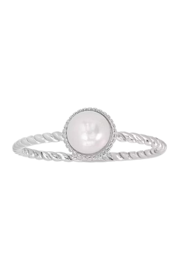 Twisted Band Pearl Accent Ring US Size 11: 1-Ring