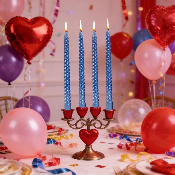 Twisted Blue Taper Candle, 10 Inch Blue Tapered Candles, Long Spiral Candles Dripless Twist Candle for Home Dinner Table Wedding Women Gifts (4 Pcs)