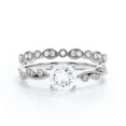 thumbnail image 1 of Twisted Boho & hippie 1.75 Carat Round Cut Diamond Moissanite Engagement Ring Wedding Ring in 925 Sterling Silver With 18k White Gold Plating Gift For Her, Promise Ring, Bridal Set, Matching Band, 1 of 3