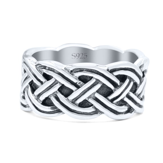 Twisted Braided Design Oxidized Ring Band 925 Sterling Silver Size 9