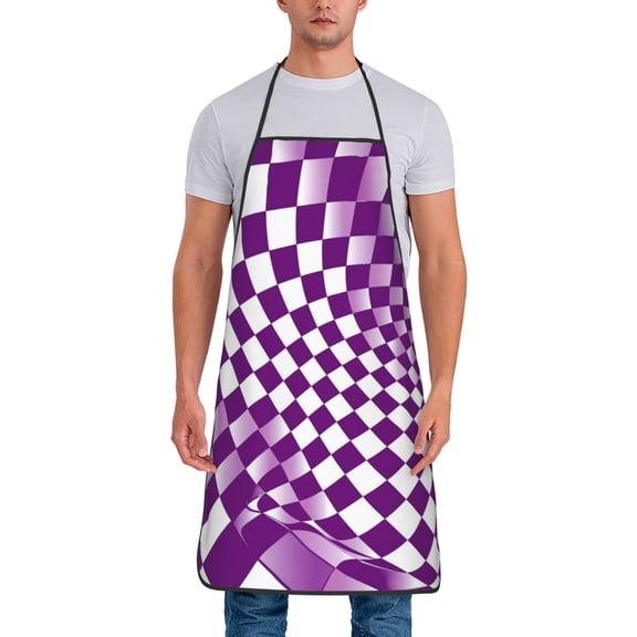 Twisted CheckerBoard Purple Aprons for Women Men Waterproof For Kitchen Cooking BBQ Gardening Painting Mechanic