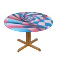thumbnail image 1 of Twisted Checkerboard 3D Illusion Round Fitted Tablecloths Table Covers Wipeable Waterproof Elastic for Kitchen Dinning Parties Wedding Picnic Medium Fits 45-50 Inch Table Size, 1 of 5