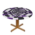 thumbnail image 1 of Twisted Checkerboard 3D Illusion Round Fitted Tablecloths Table Covers Wipeable Waterproof Elastic for Kitchen Dinning Parties Wedding Picnic Small Fits 40-44 Inch Table Size, 1 of 5