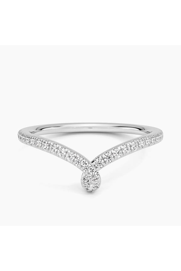 Twisted Chevron Diamond Band, Pave Set Contour Diamond Wedding Band, 1.6 Ct Simulated Diamond, 14K White Gold Plated, Anniversary Gifts