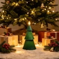 thumbnail image 1 of Twisted Christmas Tree Flameless LED Candle, Ribbed Green Paraffin Wax, 5.7 x 2.87 x 2.87 in, Uses 2 AAA Batteries, 1 of 6