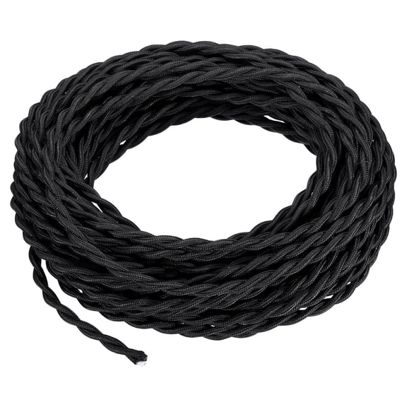 Twisted Cloth Covered Wire Black 50 Ft 18AWG 2-Conductor Pendant Light Cord Replacement