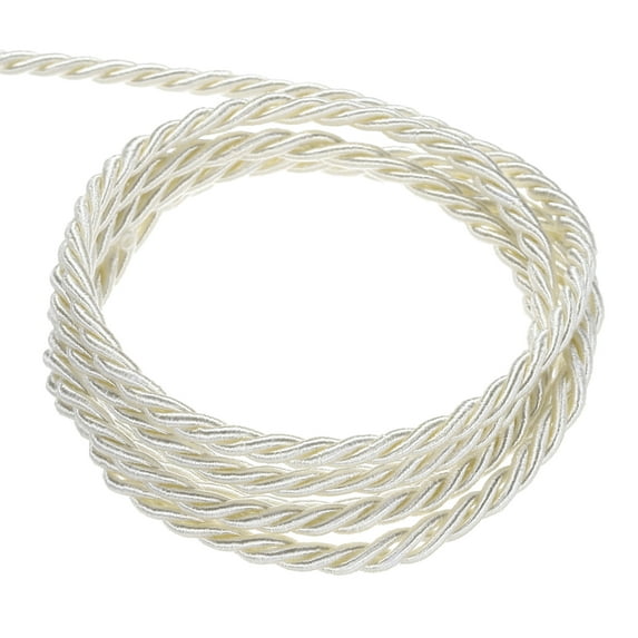 Uxcell Twisted Cord Trim 22 Yard 0.12 inch 3-Ply Twine Braided Rope Shiny Thread String Cream