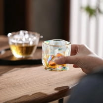 Twisted Design Whiskey Tumbler Glass - Thickened Barware Light Refracting Drinking Cup Beer Cocktail Glassware Reusable Gift(Multicolor)