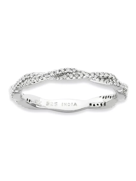 Twisted Diamond Band, Full Eternity Diamond Wedding Band, Thin Stackable Diamond Band, 1.8 Ct Simulated Diamond, 14K White Gold Plated