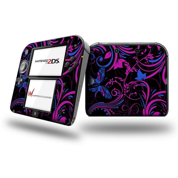 Twisted Garden Hot Pink and Blue - Decal Style Vinyl Skin fits Nintendo 2DS - 2DS NOT INCLUDED