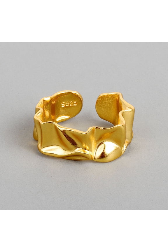 Twisted Geometric Copper Ring: Glossy Finish with Irregular Bumps, Unique Electroplated Statement Jewelry for Women