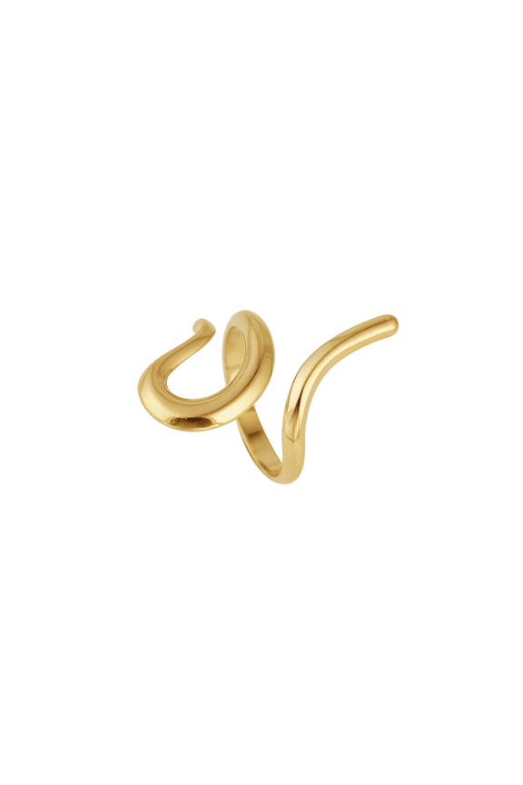 Twisted Gold Ring for Women, Adjustable Open Design Stainless Steel Fashion Jewelry Gift