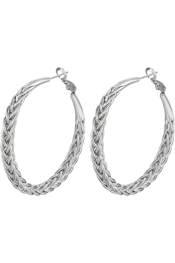 Twisted Hooop Earrings for Women - 14k Gold Plated with 925 Sterling Silver Post Lightweight&Hypoallergenic Large Thick Hoop Earrings Jewelry for Women