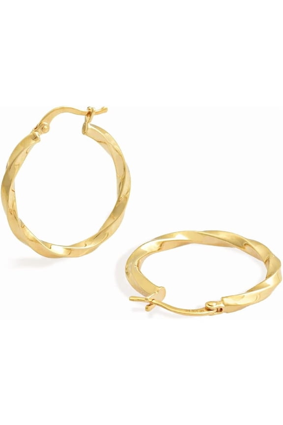 Jewelry Atelier Gold Filled Twisted Hoop Earrings Collection - 14K Solid Yellow Gold Filled Stylish Earrings for Women with Different Occasions & Styles